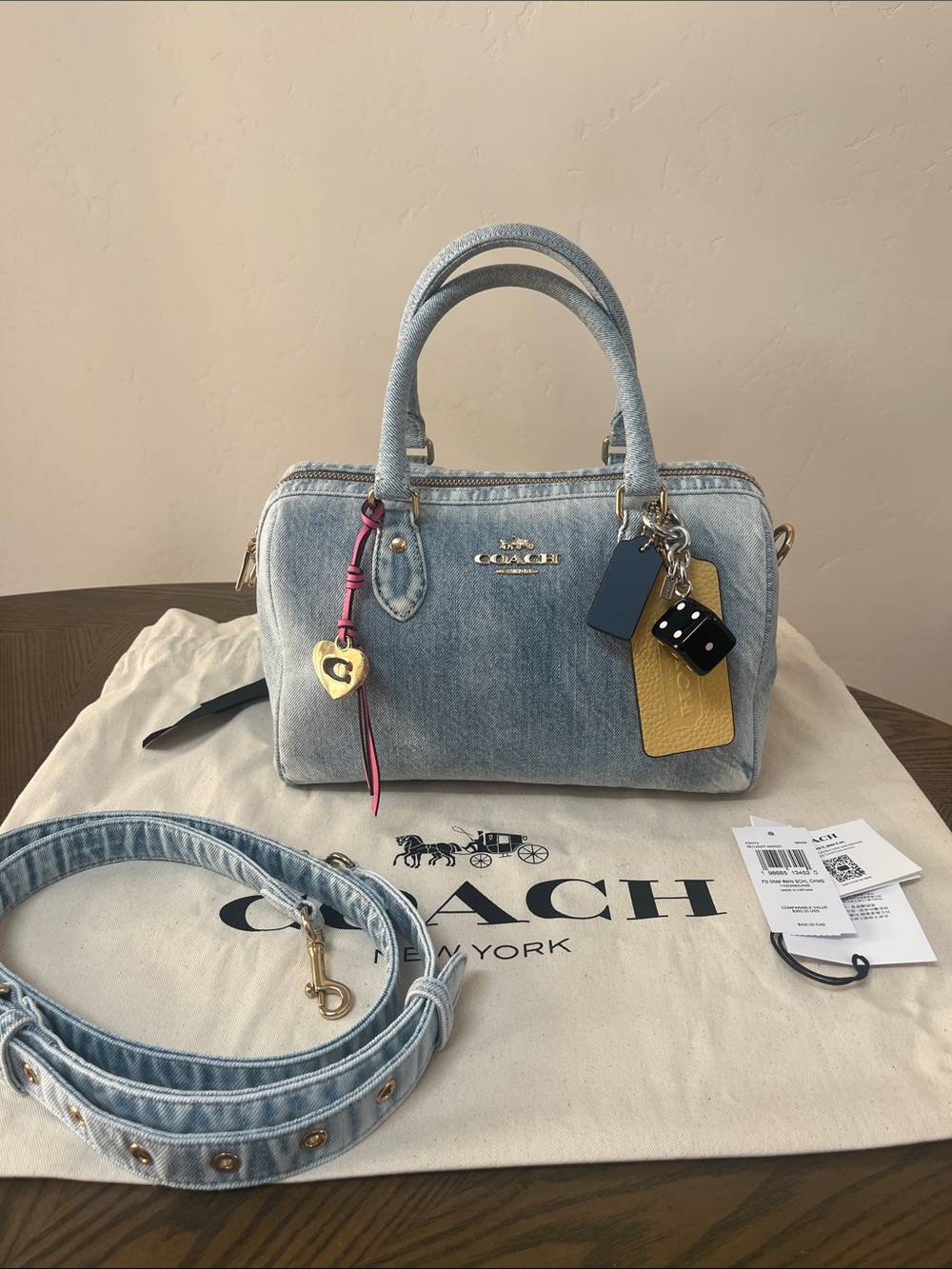 Rowan Satchel Bag
In Loved Denim With Charms - Picture 10 of 15